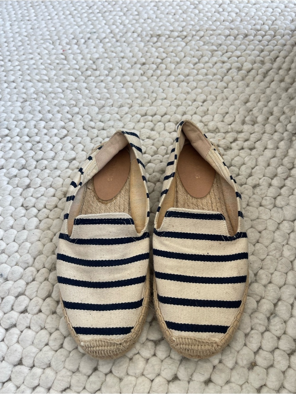 SOLUDOS Striped Canvas Espadrilles - Navy and Cream